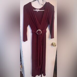 Calvin Klein Maroon Long Sleeve Dress
